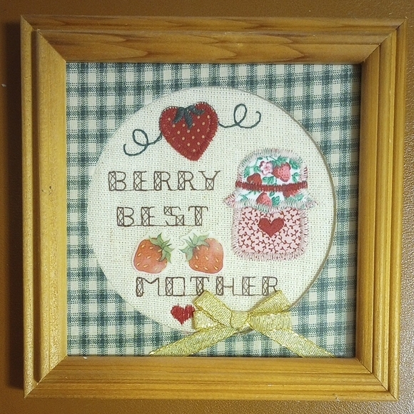 Valorie's Folk Art Applique Other - Valorie's Folk Art Applique Framed Sampler, Berry Best Mother, Frame & Mat